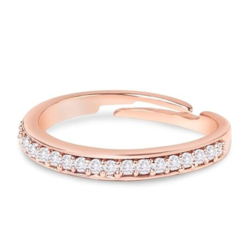 Rose Gold Cubic Contemporary Brass Sleek Adjustable Ring For Women