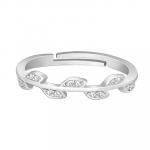 Silver Zircon Vine Shine Ring, Adjustable Ring