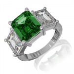 Green Crystal I Ring for Women | Womens Aesthetic & Stylish Silver Ring