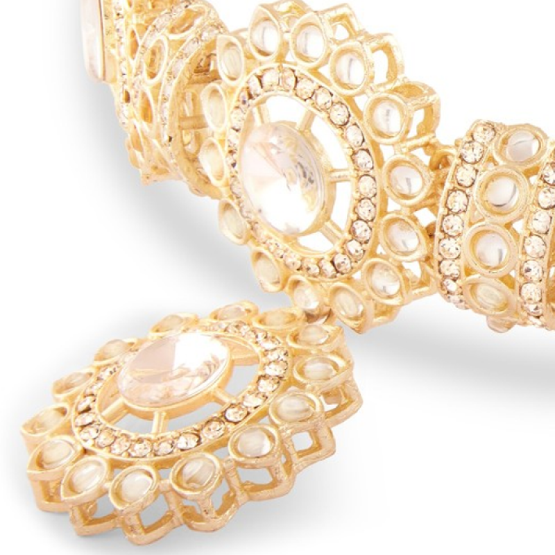 Gold-Plated Stones Studded Jewellery Set