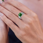Green Crystal I Ring for Women | Womens Aesthetic & Stylish Silver Ring