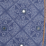 Navy Blue Geometric Printed Structured Shoulder Bag with Mirror Work