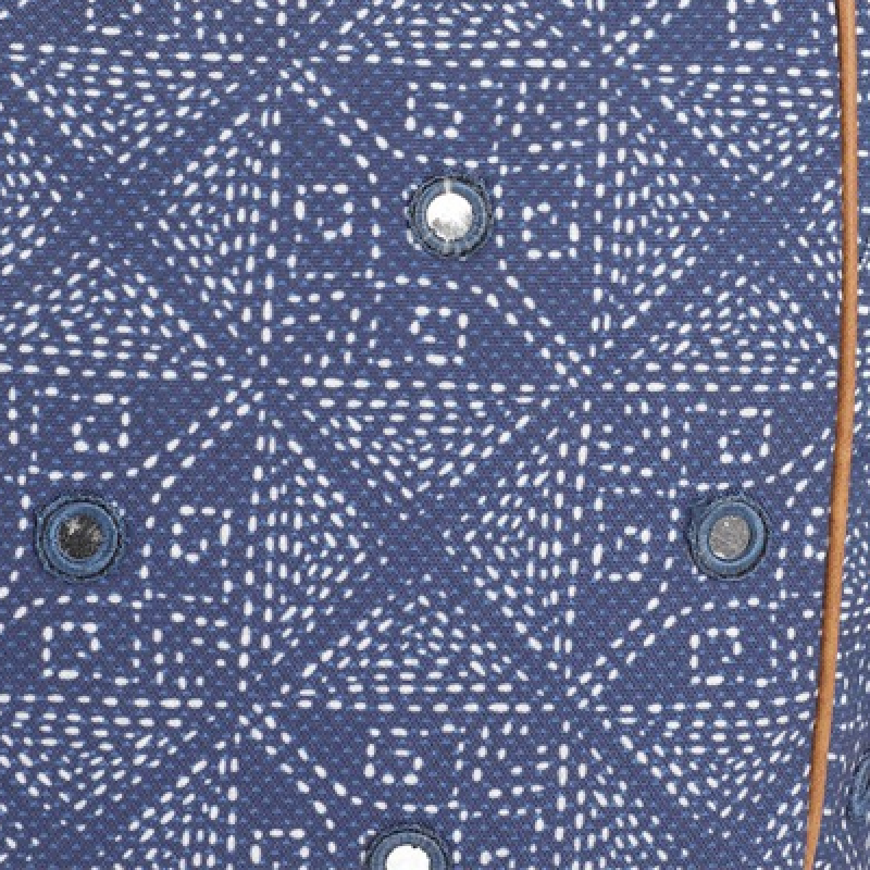 Navy Blue Geometric Printed Structured Shoulder Bag with Mirror Work