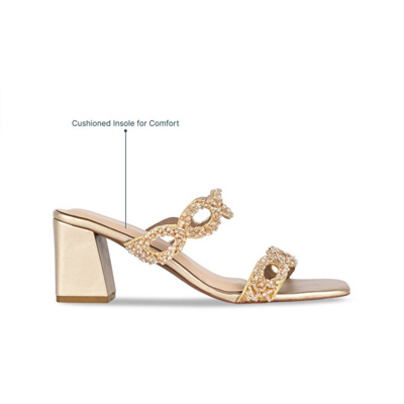 Embellished PU Party Block Sandals